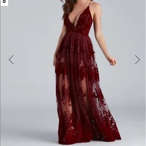 Windsor Morgan Floral Flocked Velvet Dress